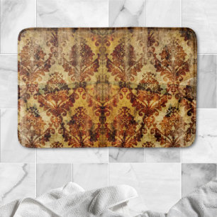 Tapis De Bain Automne Automne Vintage Russe Orange Brown Damas