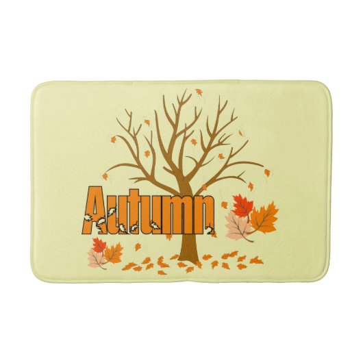 Tapis De Bain Automne Avec Arbre Et Mat De Bain Feuille (Devant)