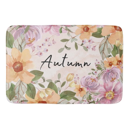 Tapis De Bain Automne jolie aquarelle Belle florale (Devant)