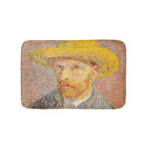 Tapis De Bain Autoportrait de Vincent Van Gogh avec chapeau de p