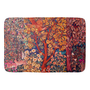 Tapis De Bain AUTUMN FOREST ANIMALS Haricots, faisan, Floral rou