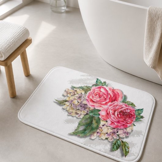 Tapis de bain aux belles roses rouges