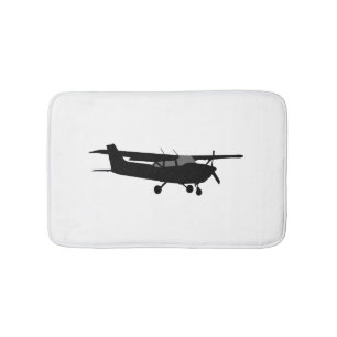 Tapis De Bain Avion classique Cessna noir Silhouette volante