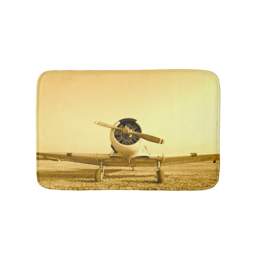 Tapis De Bain Avion d'antiquité jaune doré (Devant)