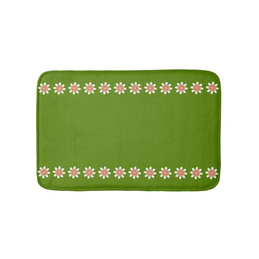 Tapis De Bain Avocado Green Minimal Flower Border Retro (Devant)