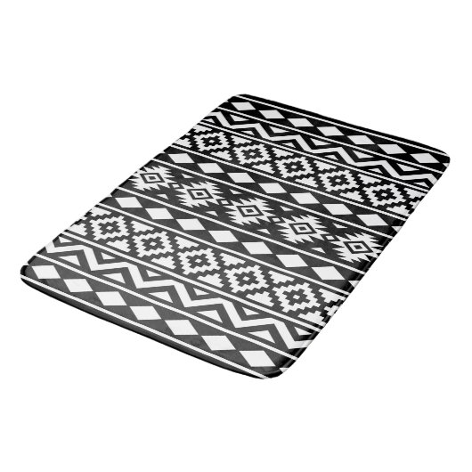 Tapis De Bain Aztec Essence Vertical Ptn III Blanc sur Noir (Angle)