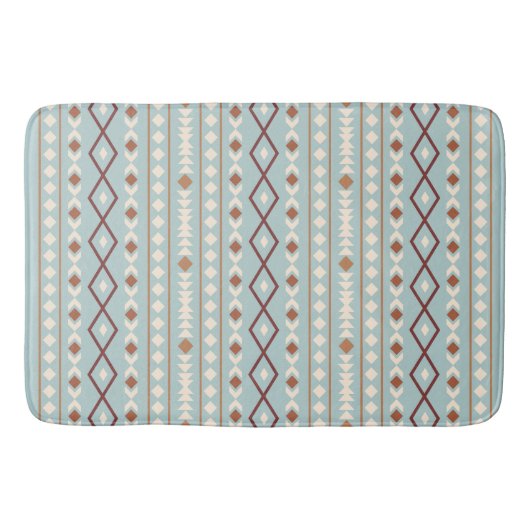 Tapis De Bain Aztec Formes Motif Rusts Crème Turquoise-Bleu (Devant)