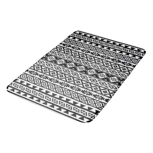 Tapis De Bain Aztec Motif stylisé noir et blanc (Angle)