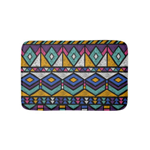 Tapis De Bain Aztèque géométrique tribal : Motif Vintage coloré
