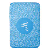 Tapis De Bain Azur Blue Wave Motif Monogramme Mat de bain (devant Vertical)