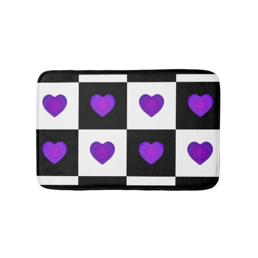 Tapis De Bain B&W Purple Hearts Beating (Devant)