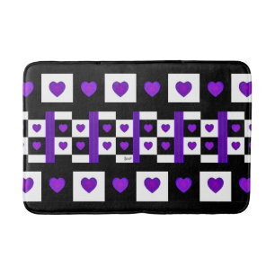 Tapis De Bain B&W Purple Hearts Beating