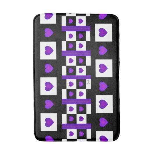 Tapis De Bain B&W Purple Hearts Beating (Devant (Vertical))