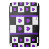 Tapis De Bain B&W Purple Hearts Beating Bath Mat (devant Vertical)