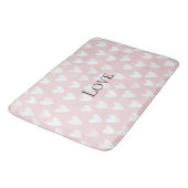 Tapis De Bain Baby Shower Rose Et Blanc Cœurs Féminin (Angle)