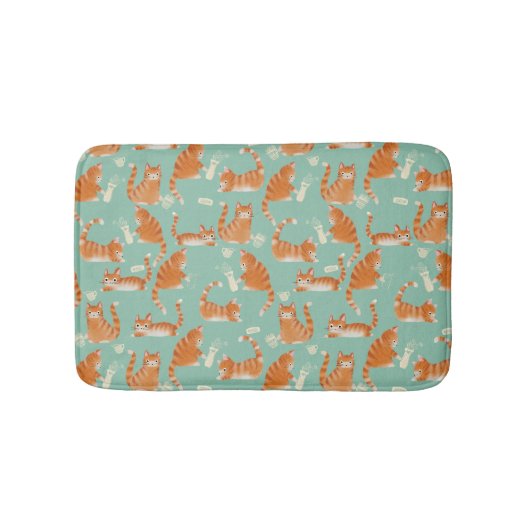 Tapis De Bain Bad Orange Tabby Chats Frapper Des Choses Sur Moti (Devant)
