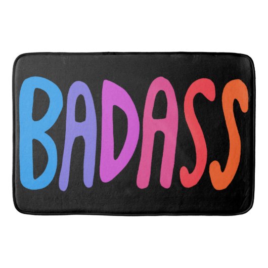Tapis De Bain BADASS Coloré Cool & Fun Stripes NOIR (Devant)