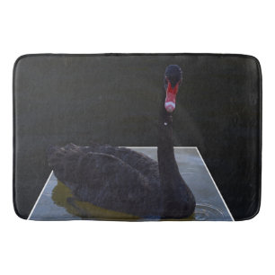 Tapis De Bain Baignade De Cygne Noir Dans L'Étang Dimensionnel,