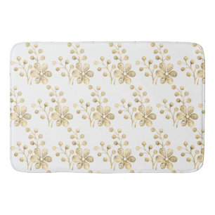 TAPIS DE BAIN BAIGNOIRE BLANC D'OR EN MOTIFS FLEURIS