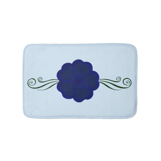 Tapis De Bain Bain bleu à fleur d'anémone (Devant)