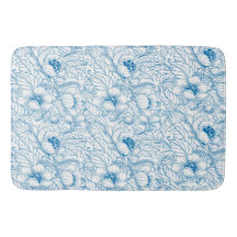 Bain Mat Floral Bleu