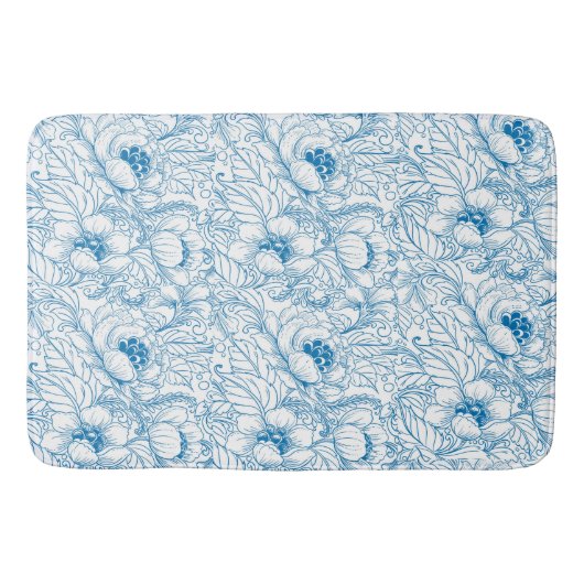 Tapis De Bain Bain Mat Floral Bleu (Devant)