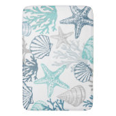 Tapis De Bain Bain Mat Seashell Starfish Motif Bleu Et Turquoise (devant Vertical)