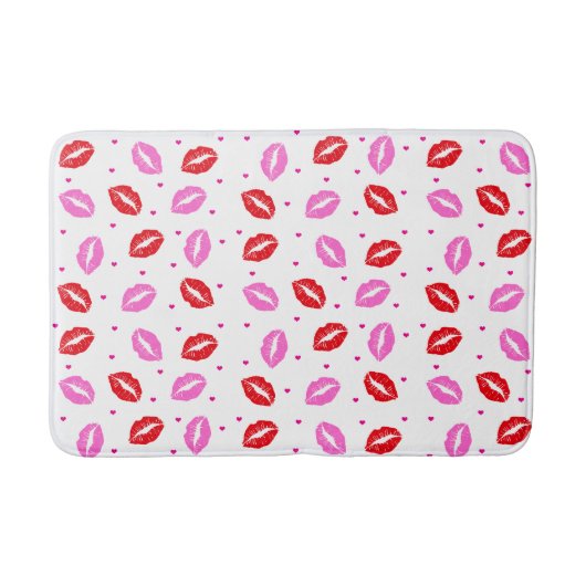 Tapis De Bain Baise lèvres rose rouge et coeur Mat de bain (Devant)