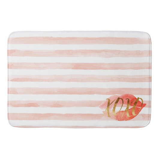 Tapis De Bain Baiser d'aquarelle Blush Pink Gold XOXO (Devant)