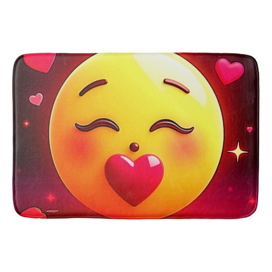 Tapis De Bain Baiser Emoji Coeurs soufflants (Devant)