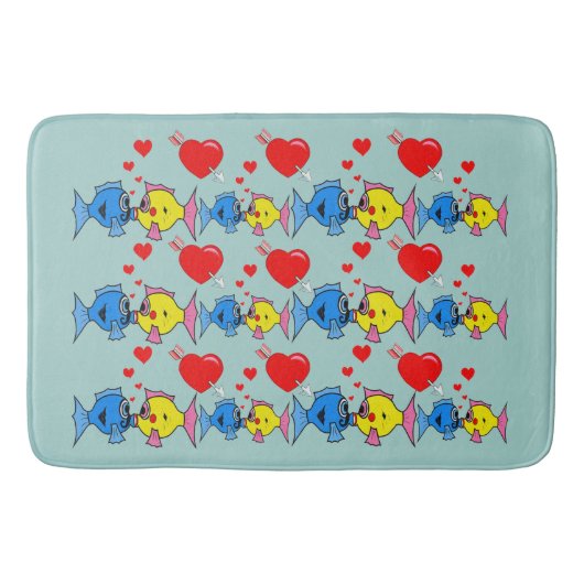 Tapis De Bain Baiser le poisson dans le bain amoureux (Devant)