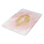 Tapis De Bain Baiser rose de confettis de lèvres étincelantes (Angle)