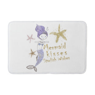 Tapis De Bain Baisers d'étoile de mer Souhaits de sirène Paillet