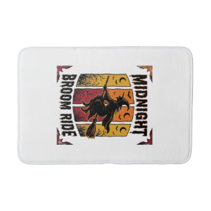 Tapis De Bain Balai de minuit Vintage Sorcière Halloween Graphiq