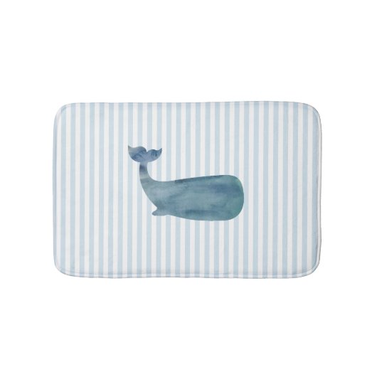 Tapis De Bain Baleine Bleu Bleu Bande Mat (Devant)