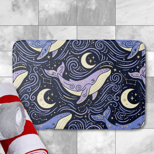 Tapis De Bain Baleine céleste avec Lune et Étoiles mystiques
