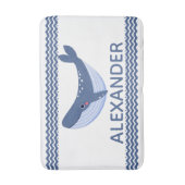 Tapis De Bain Baleine et vagues Bleu et blanc Cuve de bain perso (Devant (Vertical))