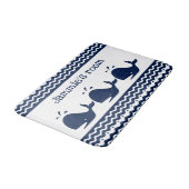 Tapis De Bain Baleine et vagues Coutume bleu et blanc (Angle)