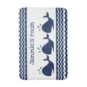 Tapis De Bain Baleine et vagues Coutume bleu et blanc (Devant (Vertical))