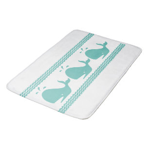 Tapis De Bain Baleine Turquoise arctique et vagues Bleu et blanc