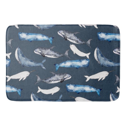 Tapis De Bain Baleines aquarelles (Devant)