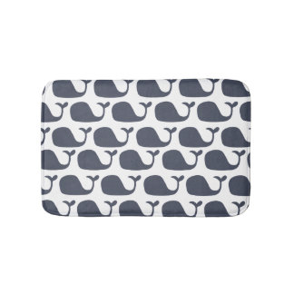 Tapis De Bain Baleines nautiques d'océan de bleu marine