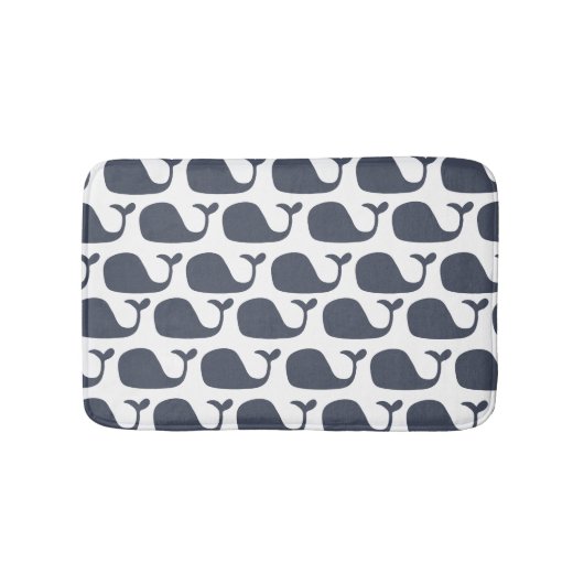 Tapis De Bain Baleines nautiques d'océan de bleu marine (Devant)