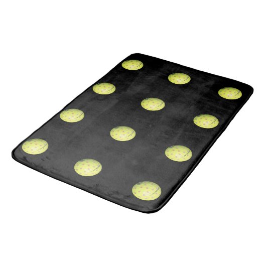 Tapis De Bain Ballons De Golf Jaune Sur Noir, (Angle)