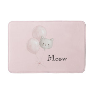 Tapis De Bain Ballons Rose Pâle Chat