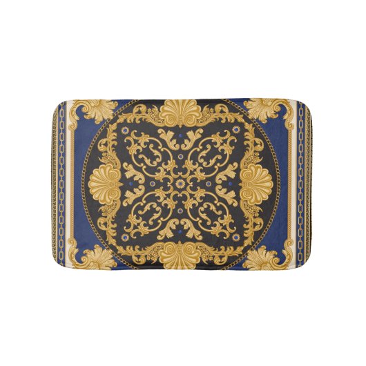 Tapis De Bain Bandana Print : Black Blue Gold. (Devant)