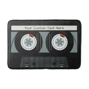 Tapis De Bain Bande Casette Retro texte personnalisé