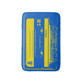 Tapis De Bain Bande de cassette bleu et jaune rétro (Devant (Vertical))