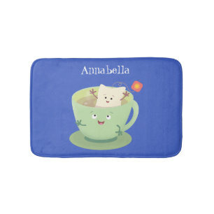 Tapis De Bain Bande dessinée de la tasse de thé mignonne humour