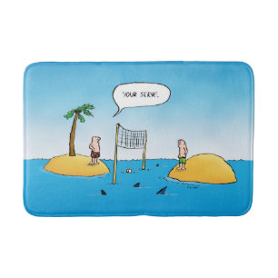 Tapis De Bain Bande dessinée drôle de volleyball de requin